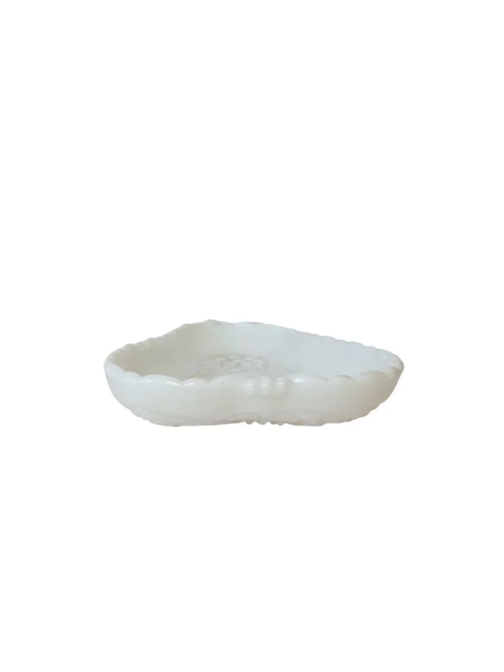 Hazel Atlas White Milk Glass Pear Dish VTG Embossed MCM Fruit Tray Catchall